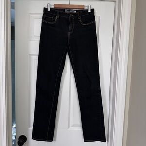 EUC Vintage L.A.M.B. Fall 2008 Black Jeans with gold metallic stitching, size 8